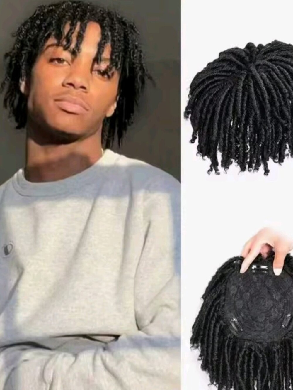 Men/Women Black braids Head Cover Synthetic Wig